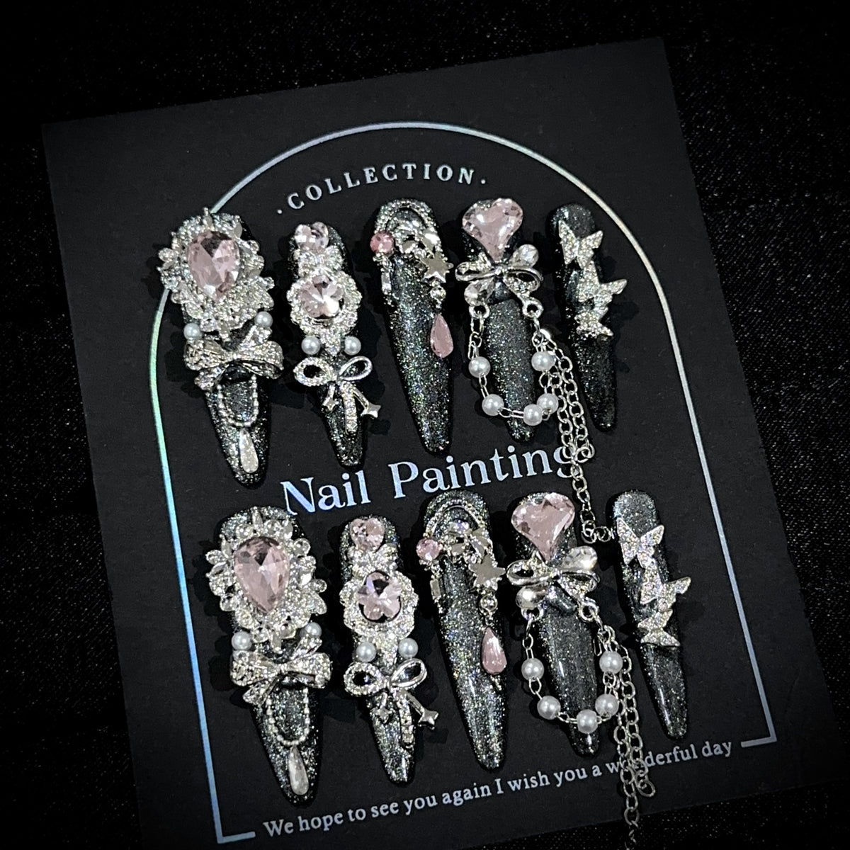 Glamouröse Bejeweled Press-On Nagelset