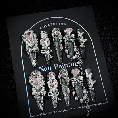 Glamouröse Bejeweled Press-On Nagelset