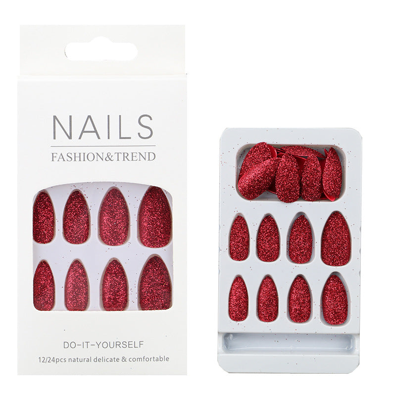 Glitzernde mandelförmige Press-On Nagelspitzen Brehn