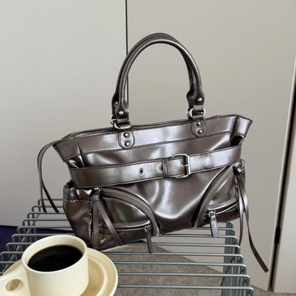 Strukturierte Leder-Handtasche