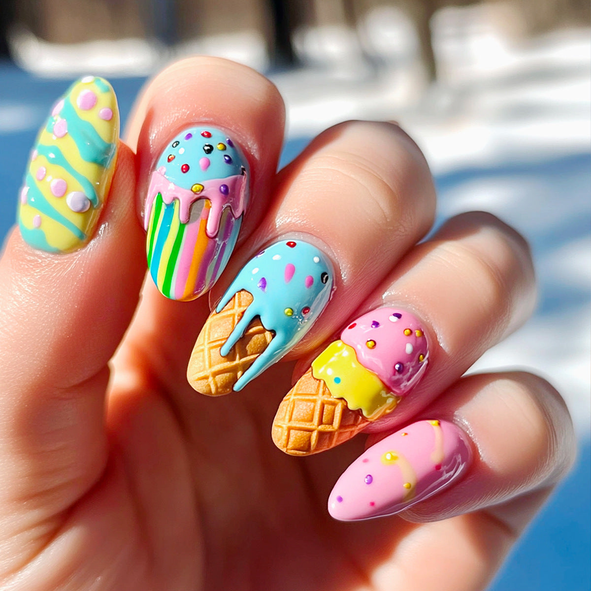 Kunstvolle Nagelkunst im Eiscreme-Design Brehn