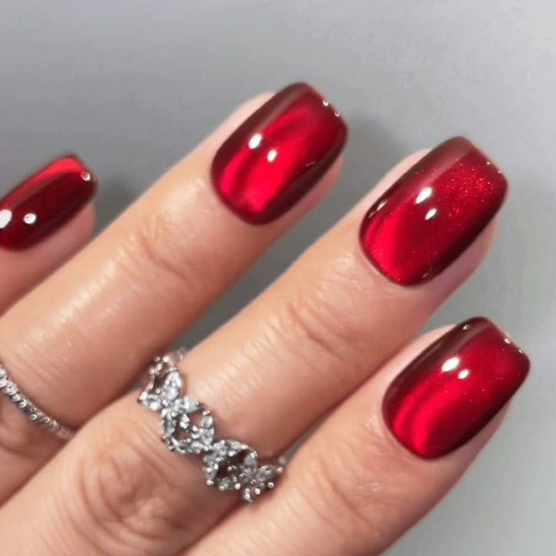 Glitzernder kurzer quadratischer Press-On-Nagelset Brehn
