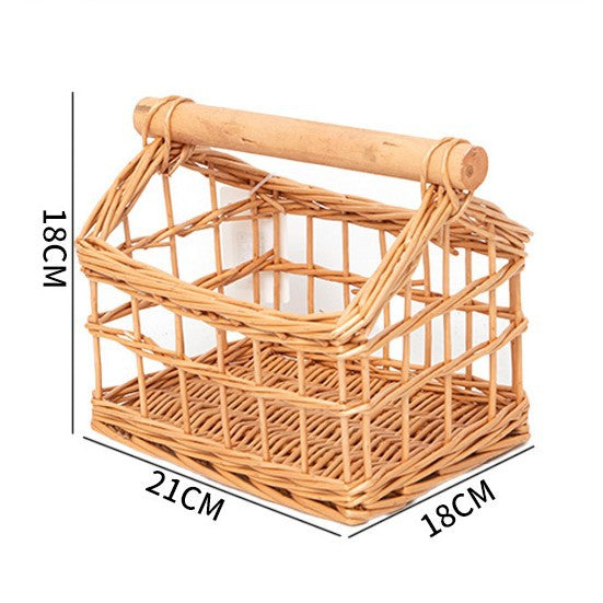 Handgefertigter Aufbewahrungskorb mit Holzgriff Brehn
