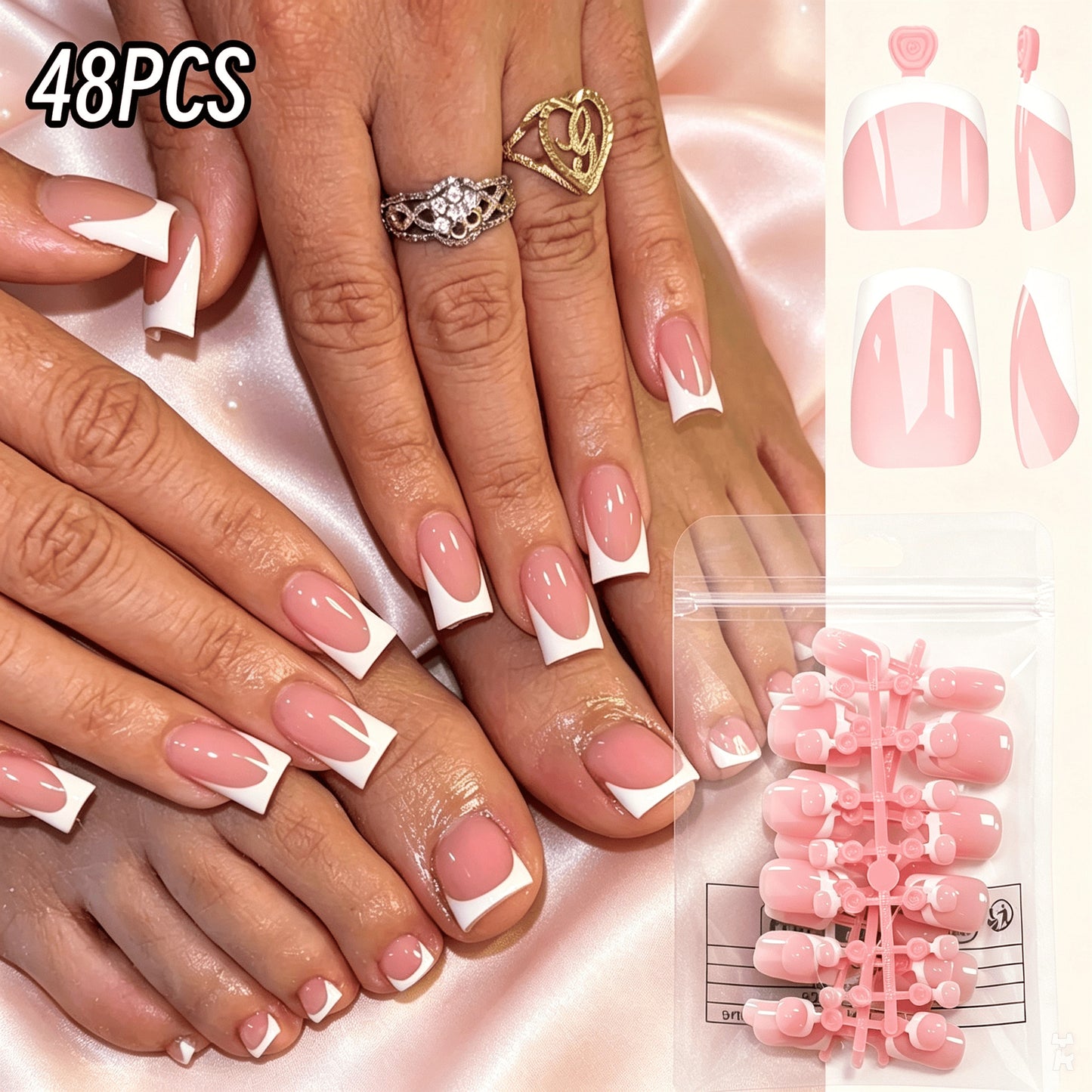 Premium French Tip Press-On Nail Set Brehn