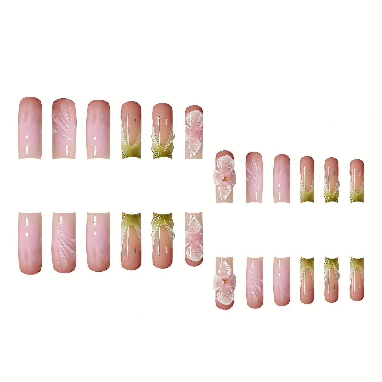 Künstlerische florale Press-On-Nagelerweiterungen Brehn