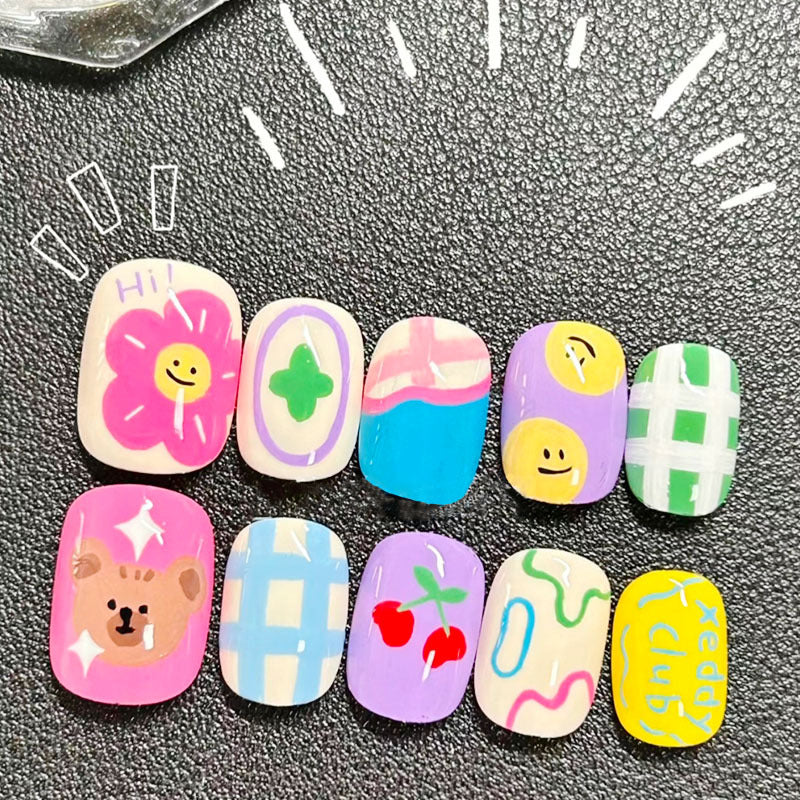 Künstlerisches katzenmotiviertes Press-On-Nagelkunstset Brehn