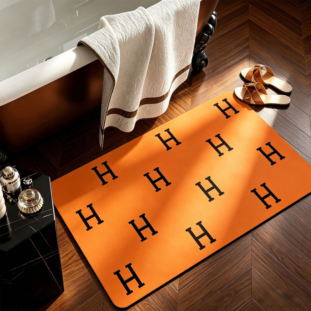 Elegante monogrammierte Badezimmermatte Brehn