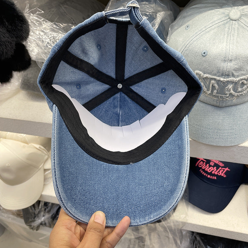 Unisex Distressed Denim Cap mit NYC Stickerei Brehn