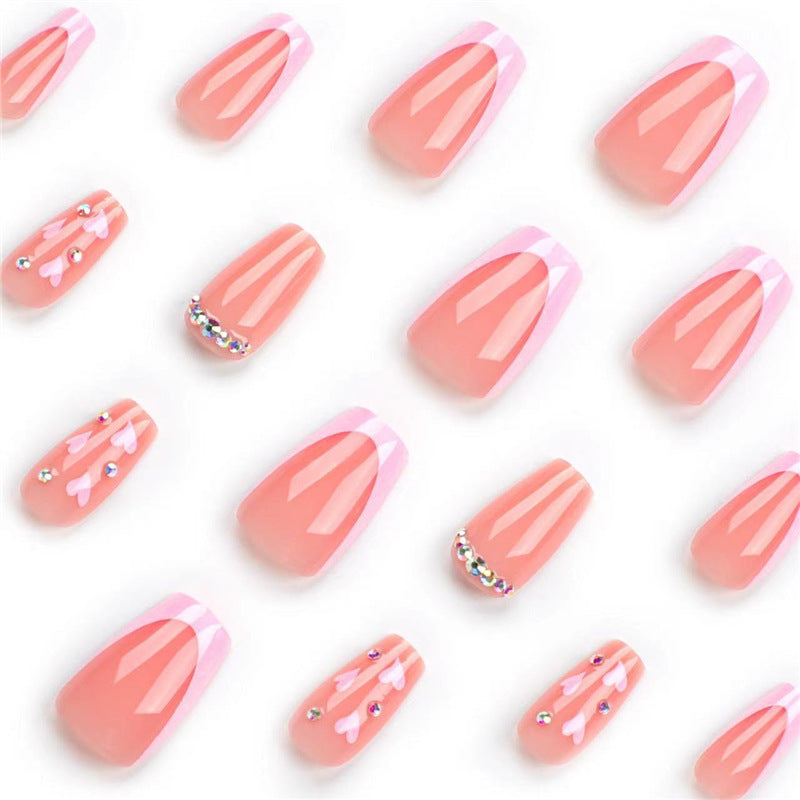 Elegantes Lang Press-On Nagelset mit Strass-Akzenten Brehn