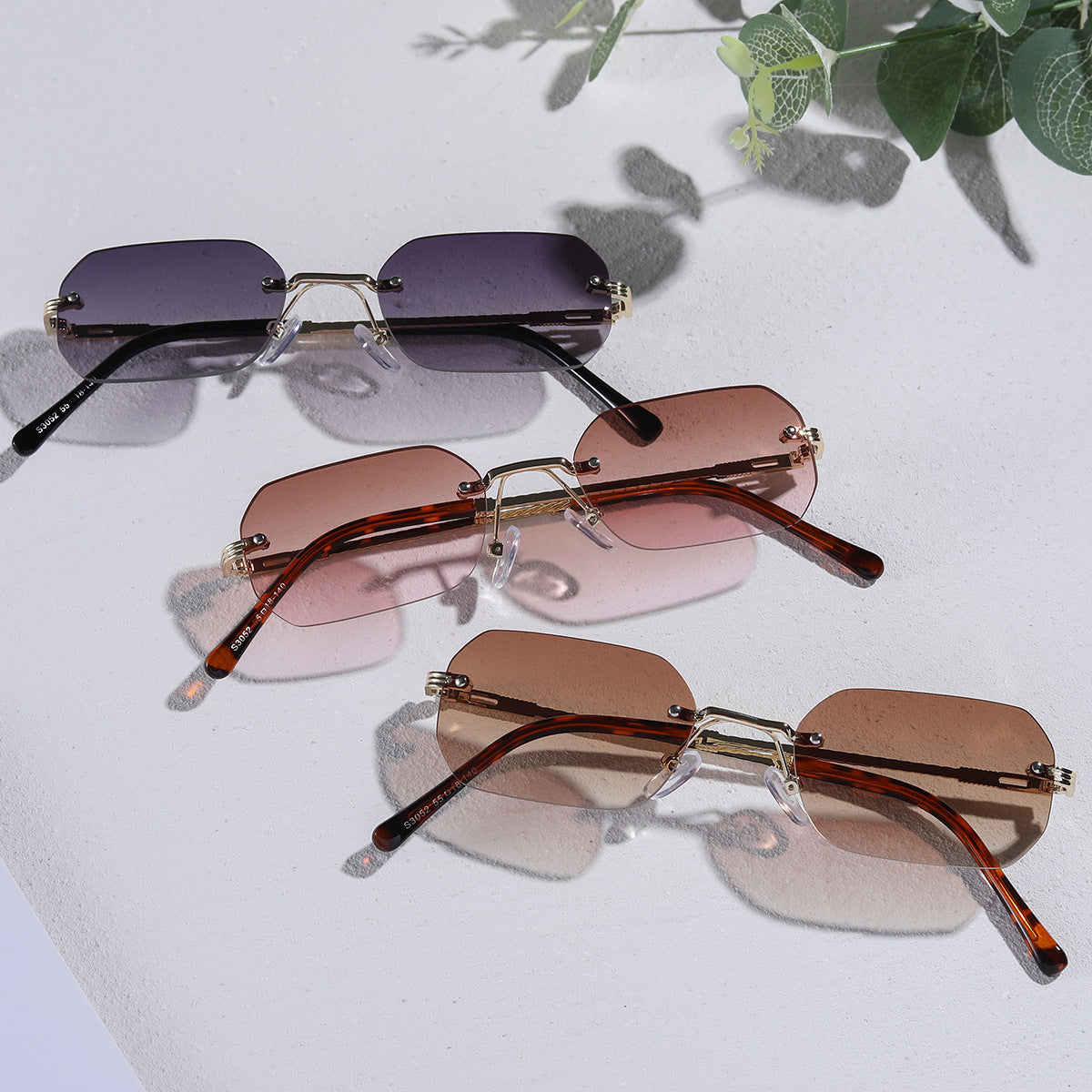 Damen geometrische Sonnenbrille mit filigranem Metallrahmen Brehn