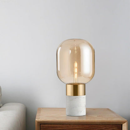 Zeitgenössische Glas Tischlampe mit metallischer Basis