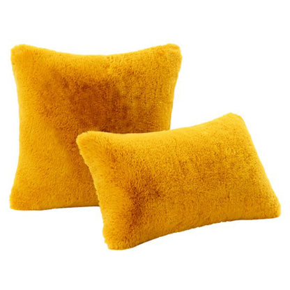 Plüsch-Faux-Fur-Quadrat- und Lendenkissen-Set mit weichem Mikrofaser-Rücken