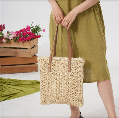 Handgewebte Strandtasche mit Geflochtenem Muster Brehn