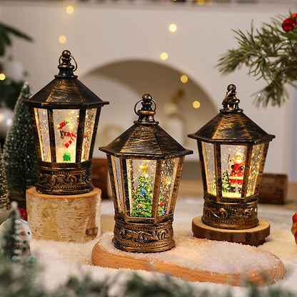 Nostalgische Weihnachtslaterne mit leuchtendem Weihnachtsmann-Motiv Brehn