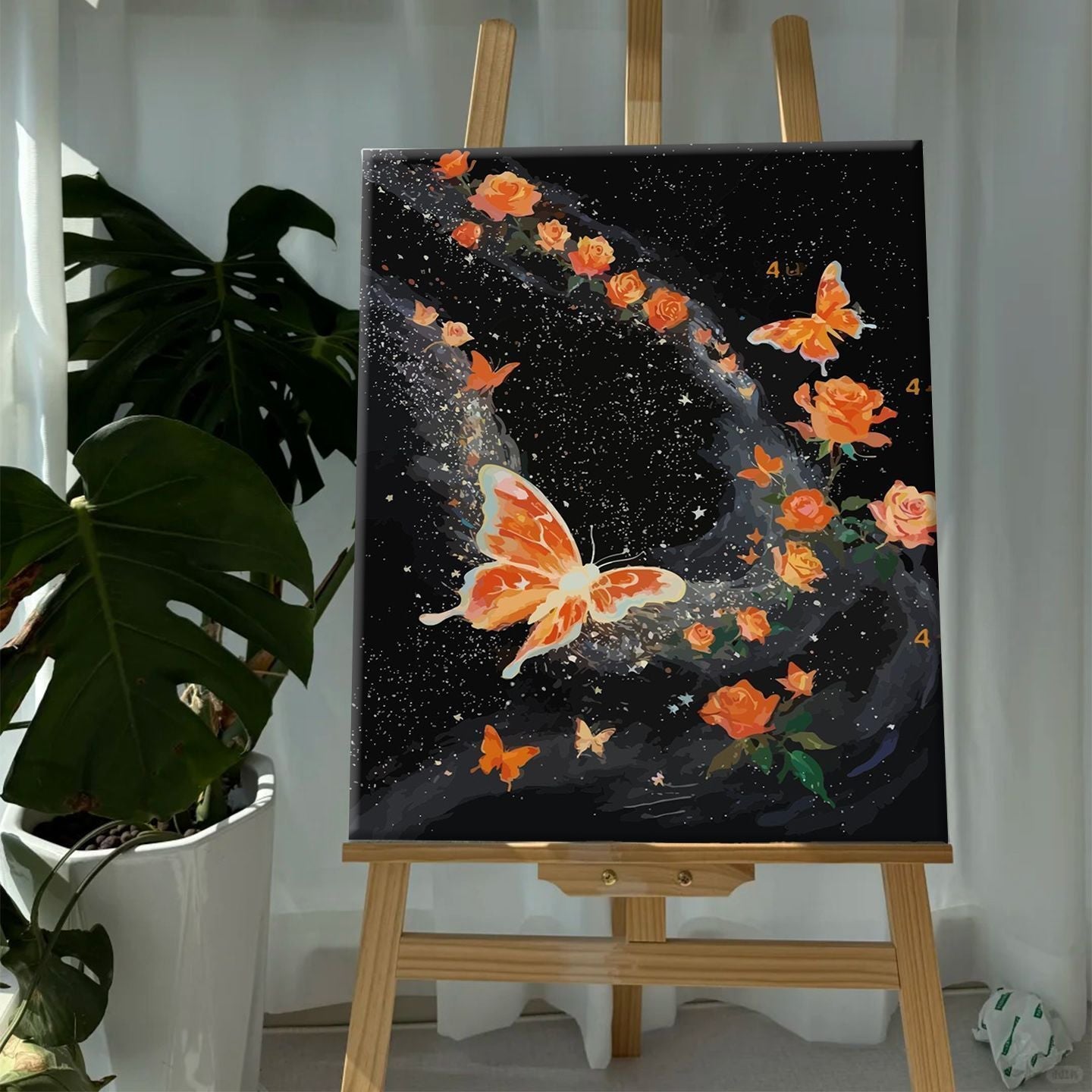 Bunte Schmetterlinge und Floral Leinwanddruck Brehn