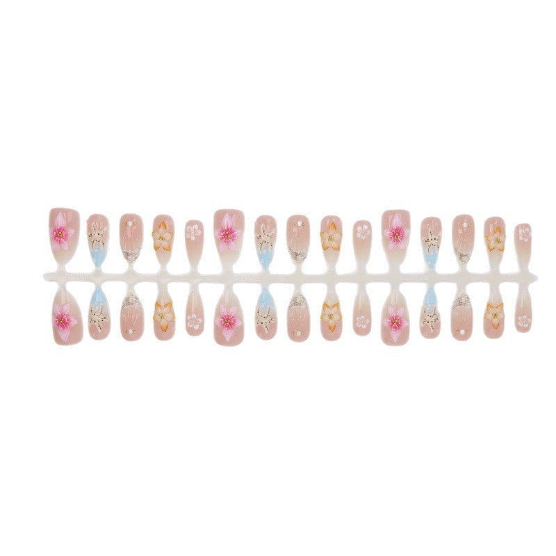 Künstlerisches floral-verziertes Press-On Nagelset Brehn