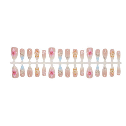 Künstlerisches floral-verziertes Press-On Nagelset Brehn