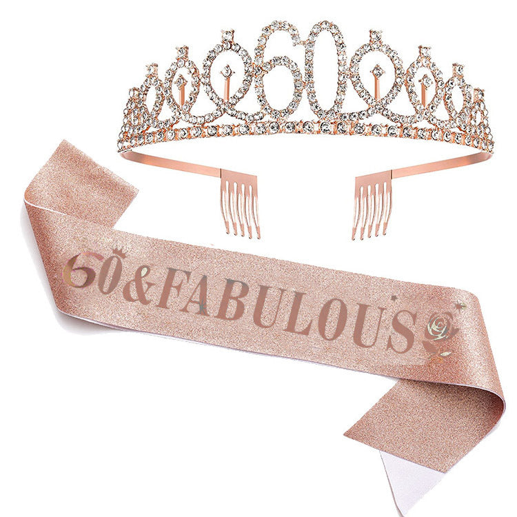 Damen Glitzernde Geburtstagstiaraset mit Sash Brehn