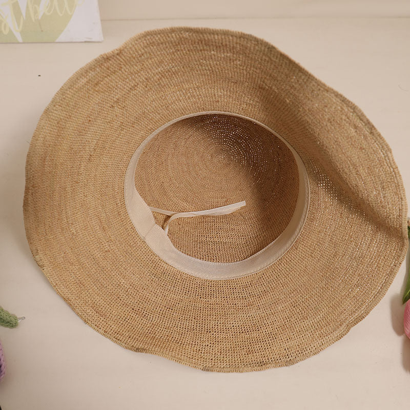 Damen Eleganter Strohhut mit verstellbarem Kordelzug Brehn