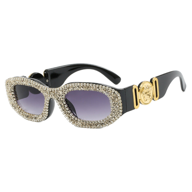 Damen extravagant gestaltete Sonnenbrille mit strassbesetztem Rahmen Brehn