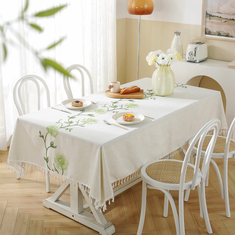 Elegante geometrische Fransen- Tischdecke