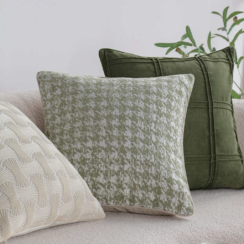 Quadratischer Kissenbezug mit abstraktem Hahnentritt‑Jacquard und feiner Leinenmischung Brehn