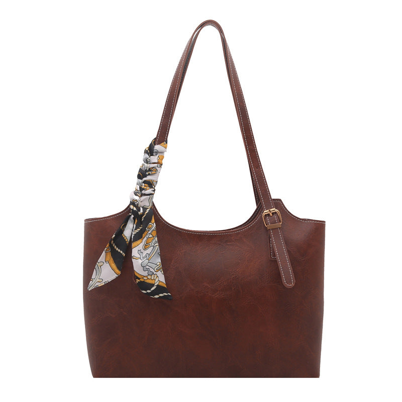 Elegante Faux-Leder Tote Handtasche mit Schal-Detail