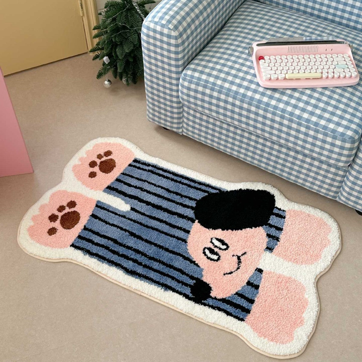 Kinderzimmer-Teppich Bärenform aus weichem Chenille mit rutschfester Unterseite