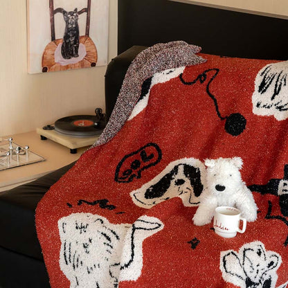 Extraweiche Chenille-Wohndecke mit Katzenillustration und Sternenrelief Brehn