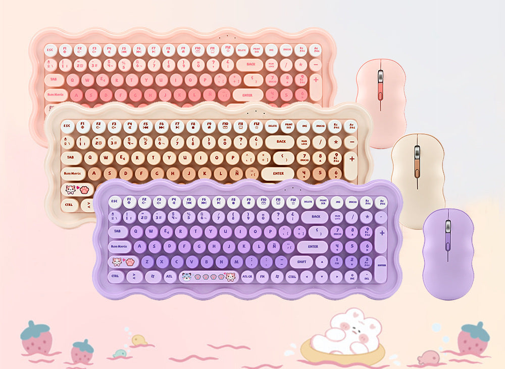 Süßes ästhetisches kabelloses Tastatur- und Maus-Set Brehn