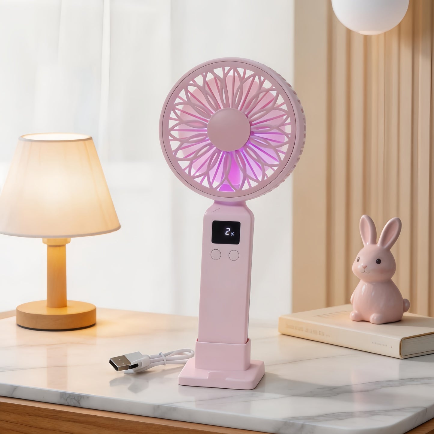 Damen Tragbarer USB-Lüfter mit LED-Display und ergonomischem Design Brehn