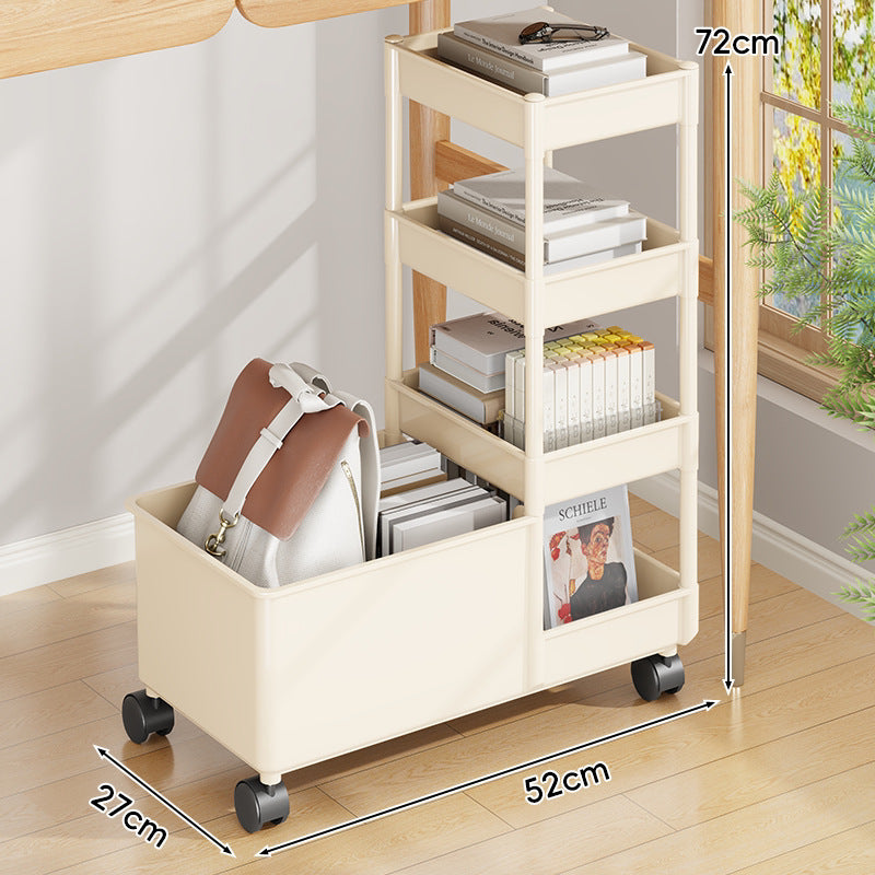 Multi-Ebenen Rollwagen mit tiefem Behälter und stapelbaren Tray-Regalen