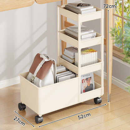 Multi-Ebenen Rollwagen mit tiefem Behälter und stapelbaren Tray-Regalen