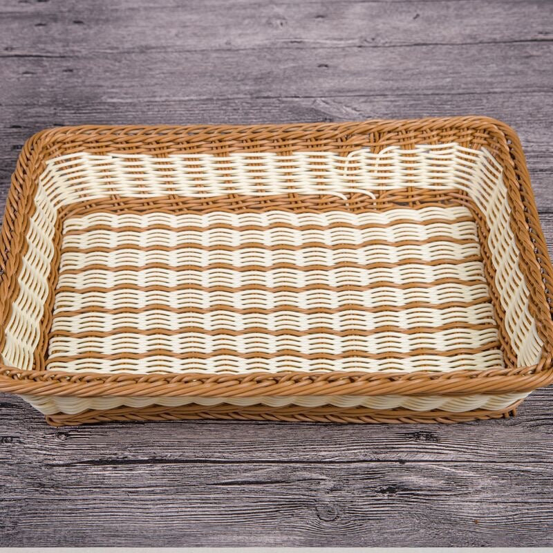 Unisex Rechteckiger Rattan Servierkorb Brehn