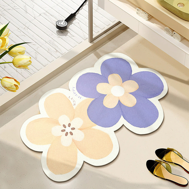 Blumenmuster wasserabsorbierender Badteppich
