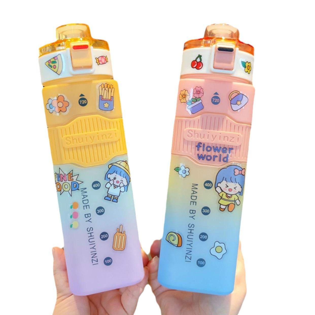 Damen Trinkflasche mit Motivationsmarkierungen und auslaufsicherem Deckel Brehn