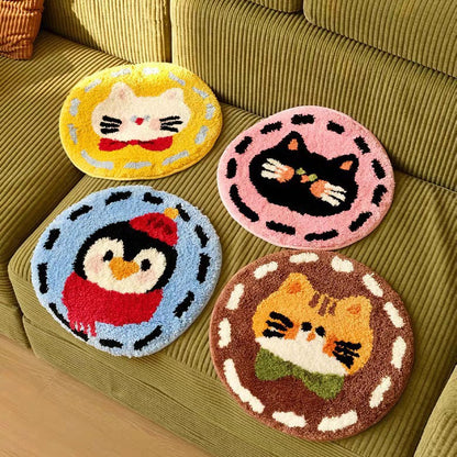 Runder Plüsch-Tufted Katzen-Gesicht Akzent Teppich