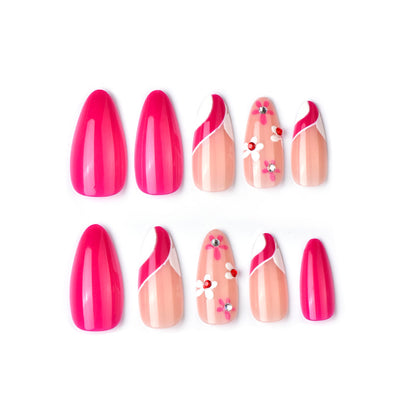 Künstlerisches Press-On Nagelkunst Set mit floralem und Ombre-Designs Brehn