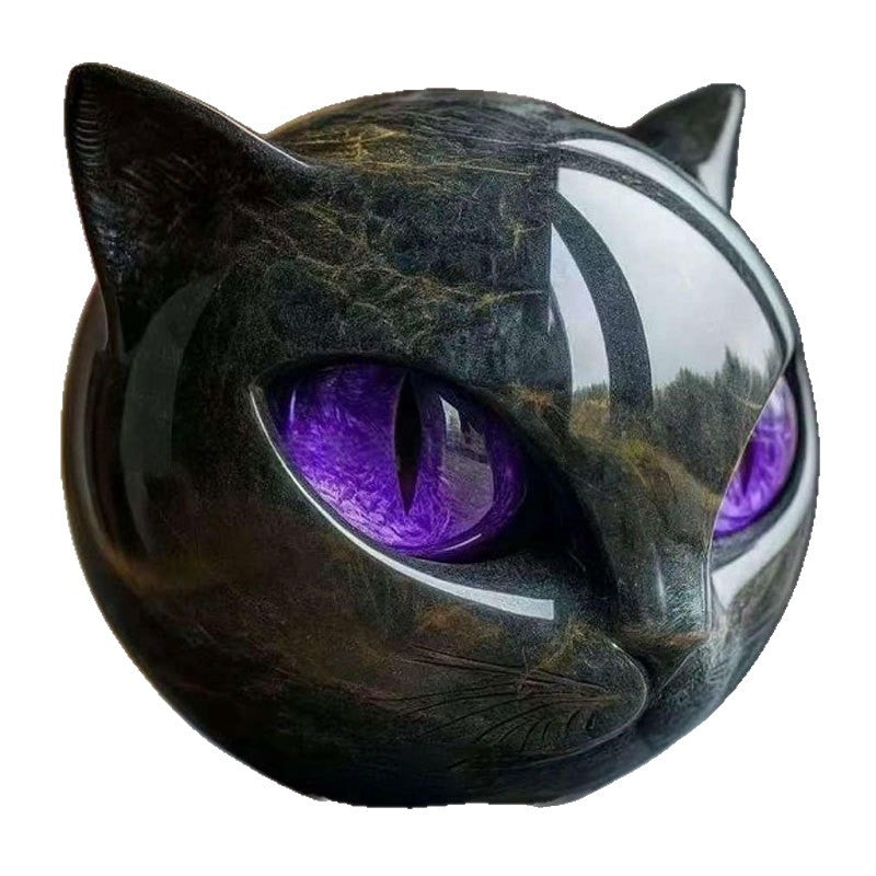 Brehn | NoirCat Skulptur – Schwarzer Katzenkopf mit hypnotisierenden Augen