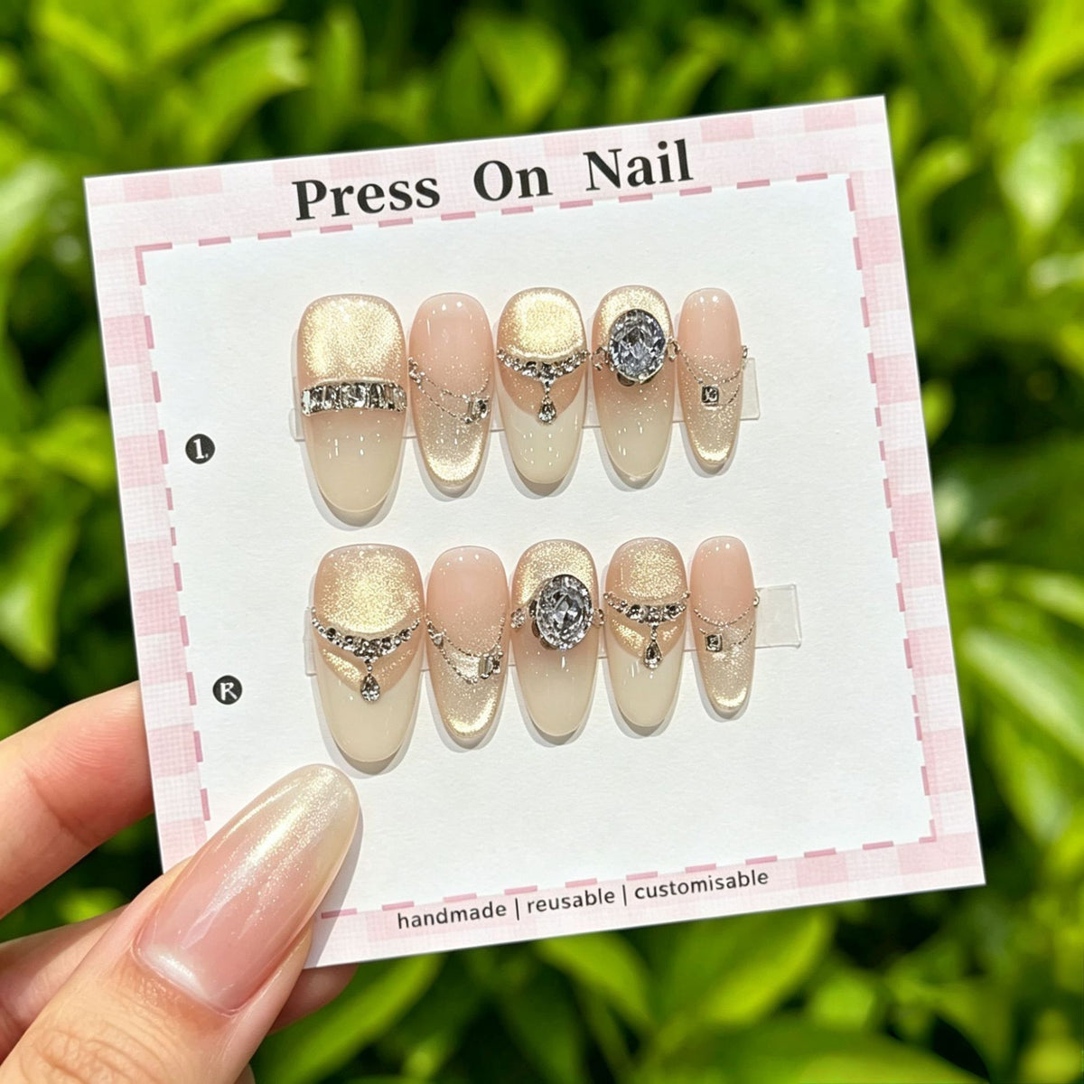 Anpassbare Glitter-Akzent Press-On Nägel