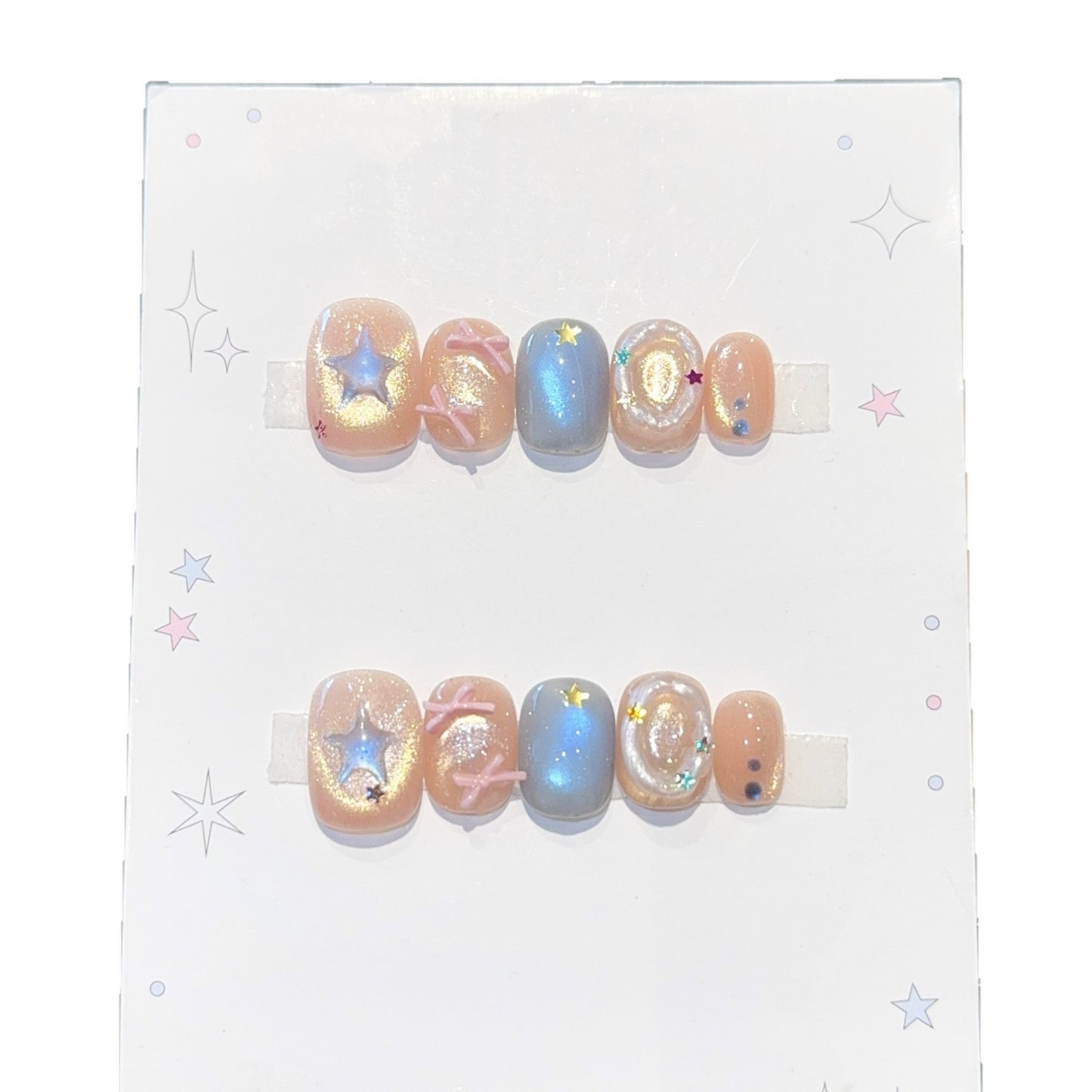 Kunstnagelset mit Funkelnden Sternen- und Glitzermotiven Brehn