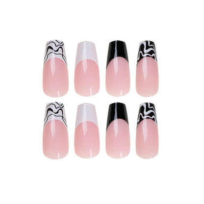 Kunstvolle Nagelverlängerungen mit modernem Monochrom-Design Brehn