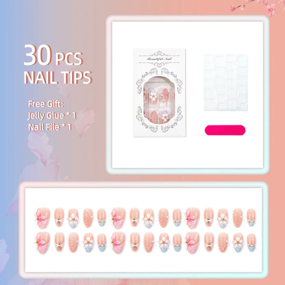 Blumenmuster Press-On Nagelkunst Set
