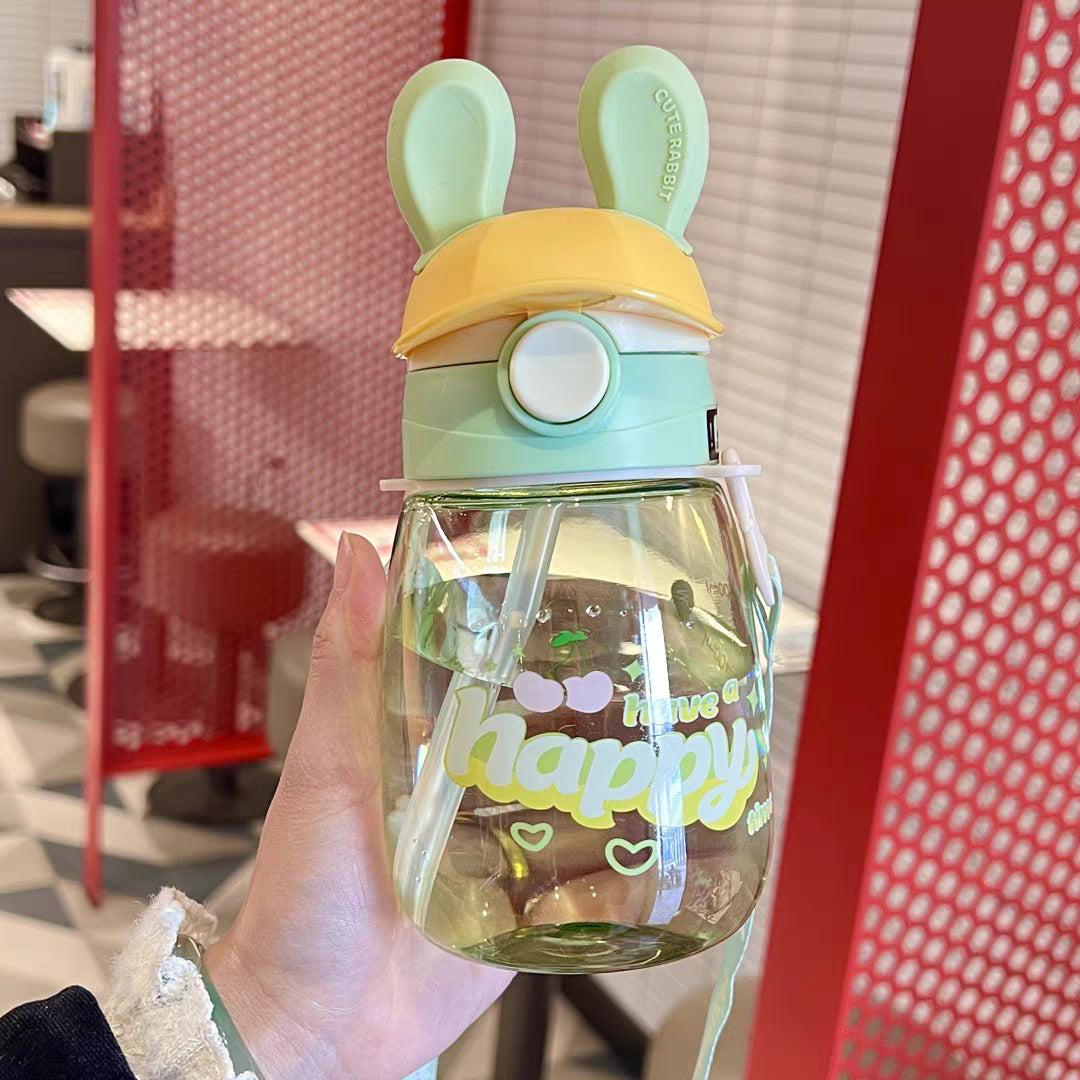 Damen Stilvolle Wasserflasche mit Bunny-Deckel Brehn