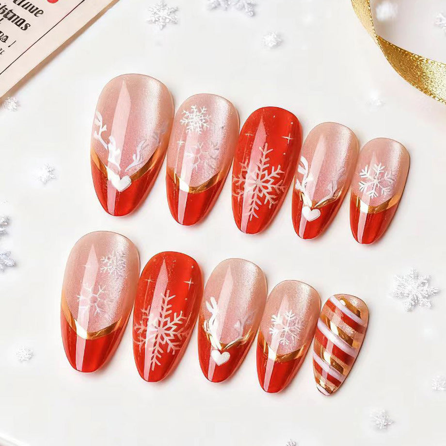 Festliches Feiertags-Presse-Nagelkunst-Set mit Schneeflocken- und Herzdesigns Brehn