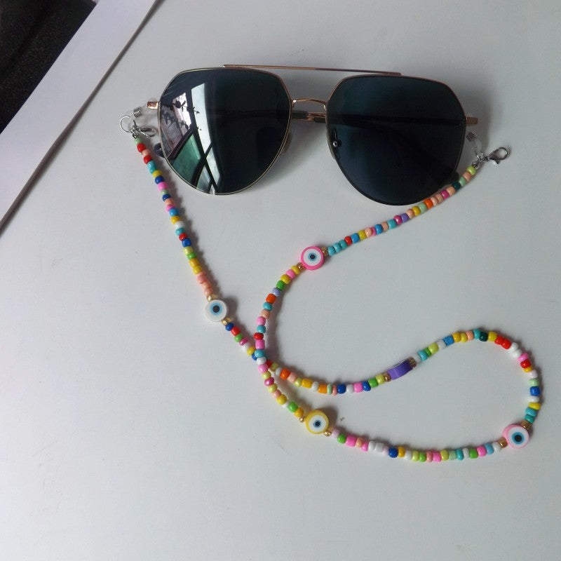 Bunte Brillenhalterkette mit Augenmotiven Brehn
