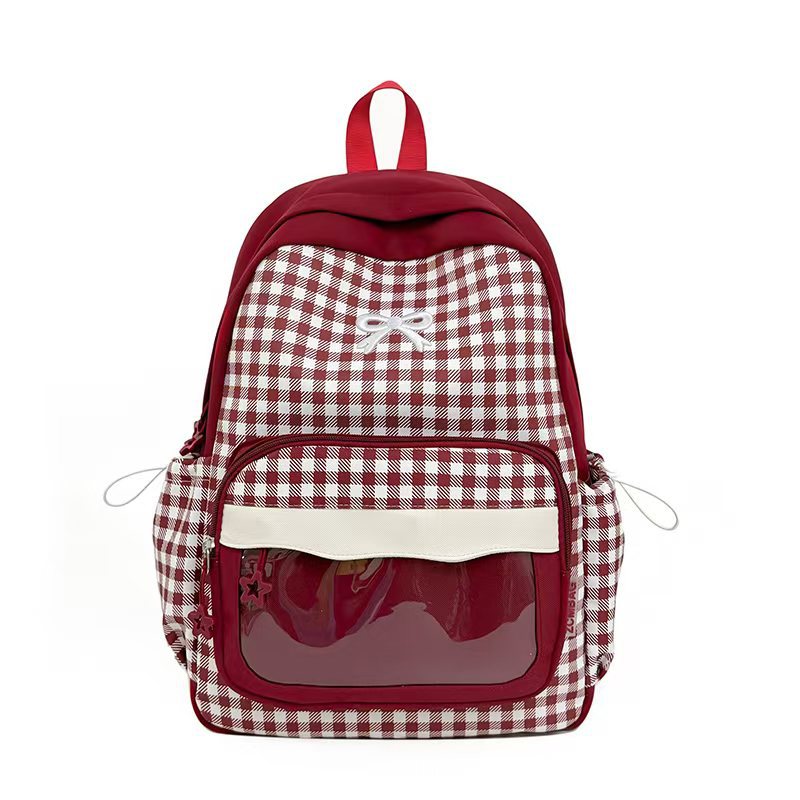 Rucksack Im Modernen Karomuster mit Transparentem Sichtfenster Brehn