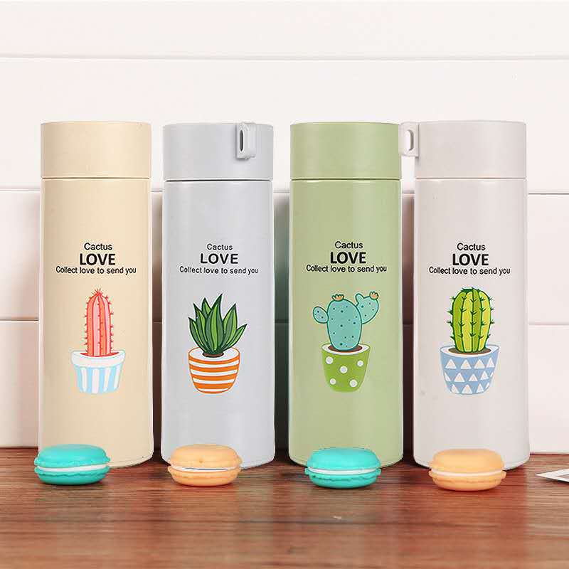 Damen Thermoisolierte Getränkeflasche mit kreativen Kakteen-Motiven Brehn
