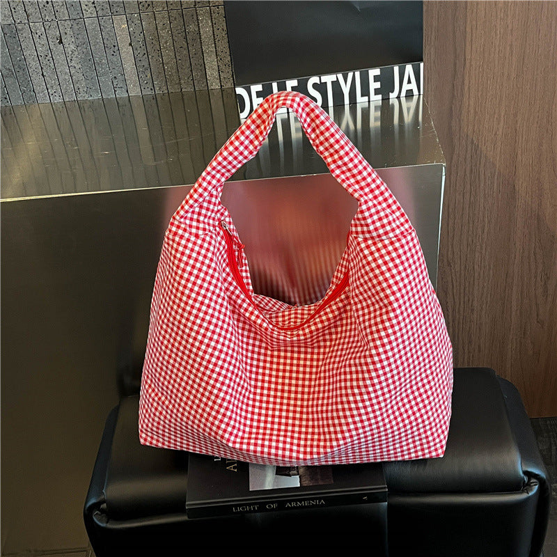 WoGingham Print Slouchy Schultertasche Brehn