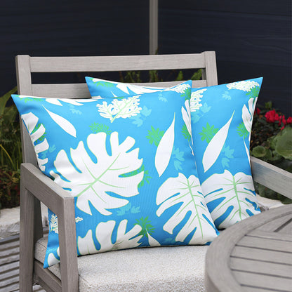 Quadratischer Garten-Kissenbezug mit UV-beständigem Outdoor-Polyester, tropischem Blattjacquard und verdecktem Reißverschluss Brehn